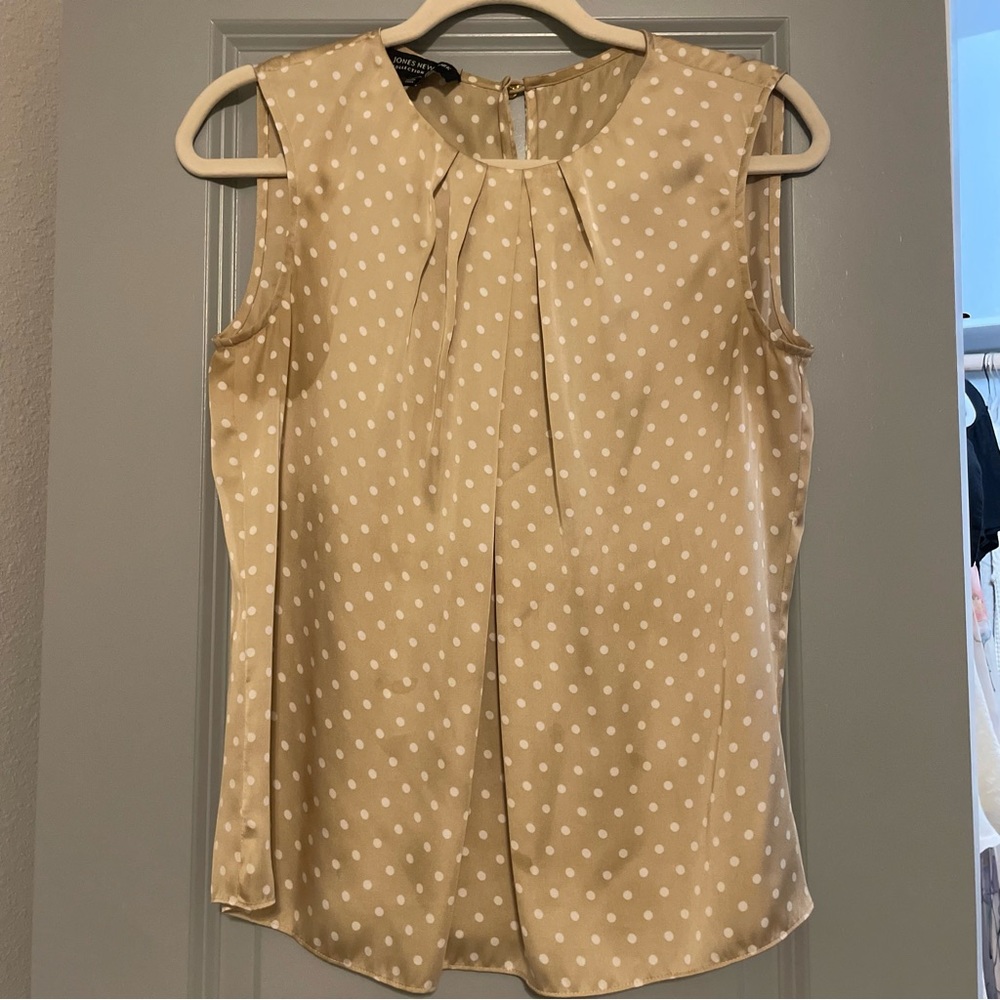 Jones New York Gold Polka Dot Blouse